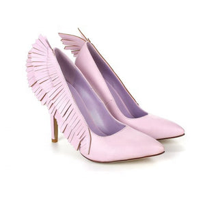 Pink Elegant Winged Pumps - FashionByTeresa