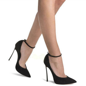 Suede Pointed Toe High Heel Pumps - FashionByTeresa