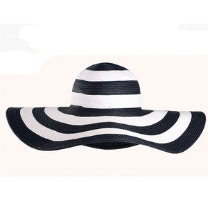 Black and White Summer Straw Hat - FashionByTeresa