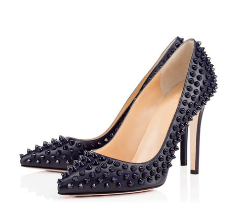 Pointed toe pointy rivet high heel pumps - FashionByTeresa