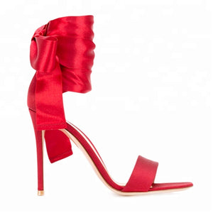 Elegant Silk Bow Lace-up Sandals - FashionByTeresa
