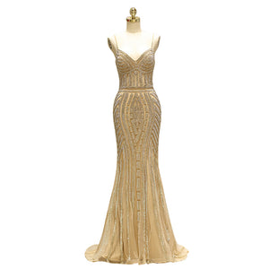 Elegant Sleeveless Mermaid Lace Evening Gown - FashionByTeresa