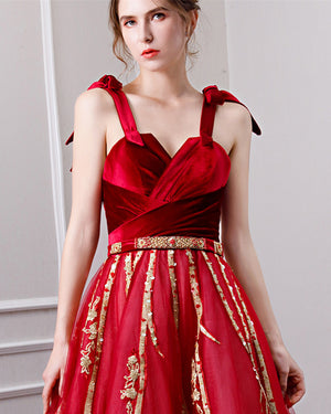 Wine Red Sleeveless Evening Gown - FashionByTeresa