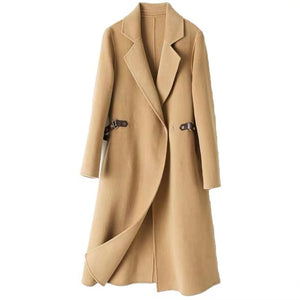 Elegant winter and autumn long cashmere wool coat - FashionByTeresa