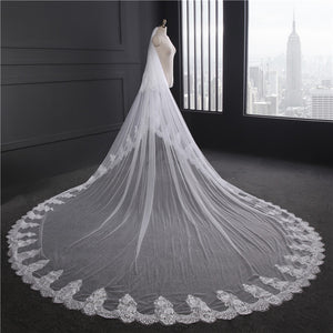 Elegant Lace Trim Wedding Veil - FashionByTeresa