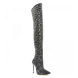 Animal Print heels Snakeskin Thigh High Boots. - FashionByTeresa