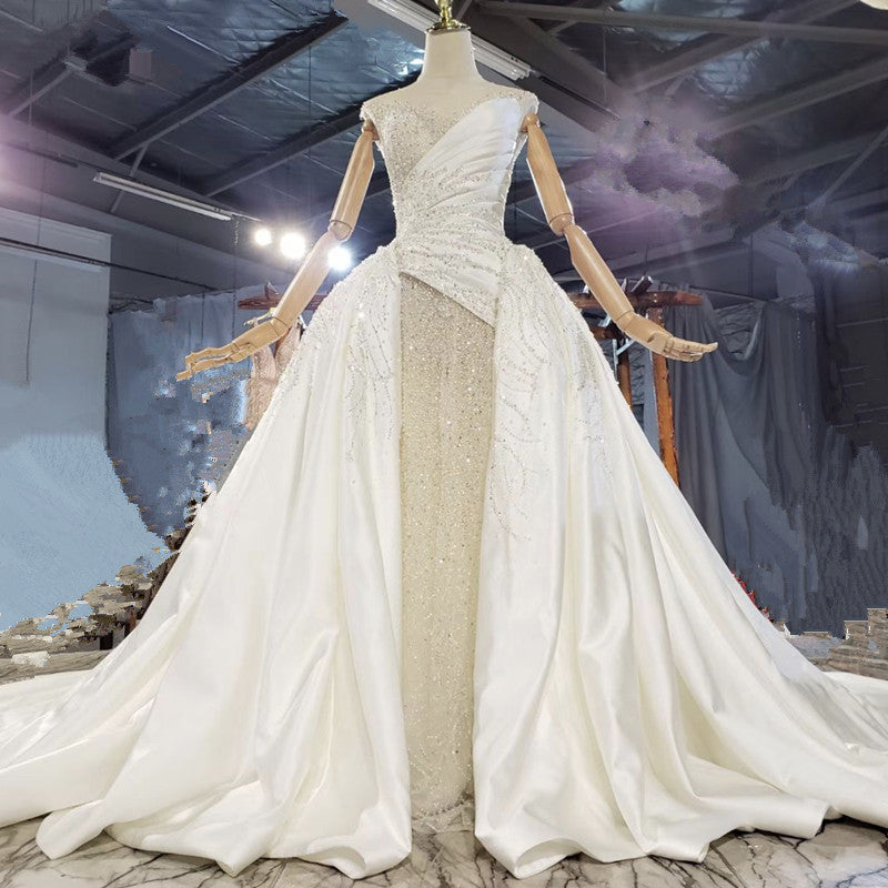 Vintage Ivory Luxury beaded Wedding Dress - FashionByTeresa