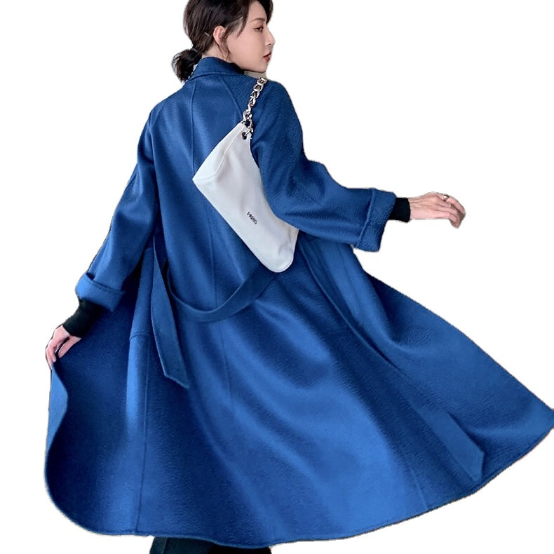 Winter Italian 100% Mongolian Blue Cashmere Wool Embroidery Thick Coat - FashionByTeresa