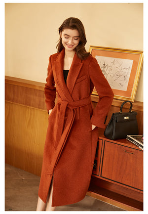 Modern belted luxury cashmere wool coat - FashionByTeresa