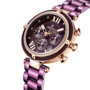 Violet Quart Stainless Steel Belt Watch - FashionByTeresa