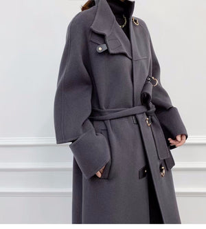 Coffe brown winter and autumn cashmere wool long coats - FashionByTeresa