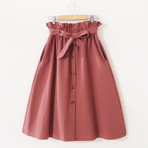 Elegant High Waist Pleated Fashion Skirt Button Skirt - FashionByTeresa