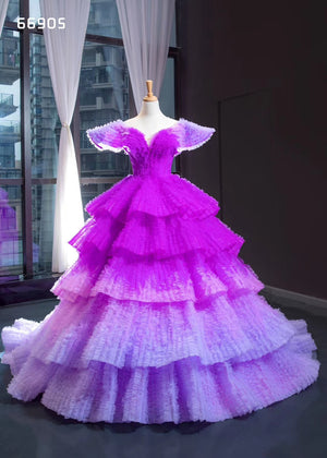 Purple elegant evening luxury ball gown - FashionByTeresa