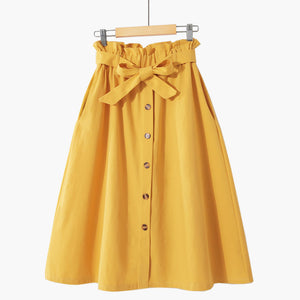 Elegant High Waist Pleated Fashion Skirt Button Skirt - FashionByTeresa