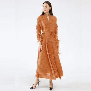 Unique One Size Pleated Elegant Retro Maxi Dress - FashionByTeresa