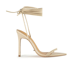 Metallic Pointed Toe Lace-up Sandals - FashionByTeresa