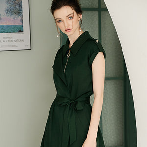 Dark Green Windbreaker Dress - FashionByTeresa