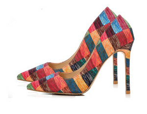 Colorful Stripes Stilettos High Heels - FashionByTeresa