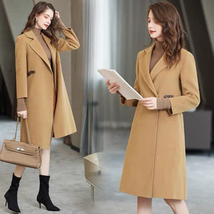 Elegant winter and autumn long cashmere wool coat - FashionByTeresa