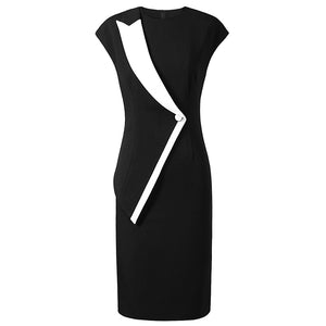 Black Color Block Elegant Cocktail Mini Dress - FashionByTeresa