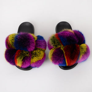 Colorful Slipper faux Fur Women Casual Slipper - FashionByTeresa