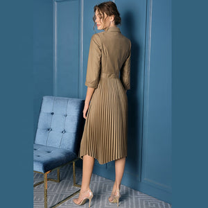 Elegant Pleated Midi Dress - FashionByTeresa