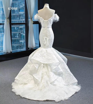 High Neck Elegant Luxury Trumpet Wedding Dress - FashionByTeresa