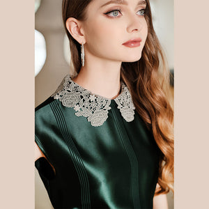 Dark Green Satin Elegant Dress - FashionByTeresa