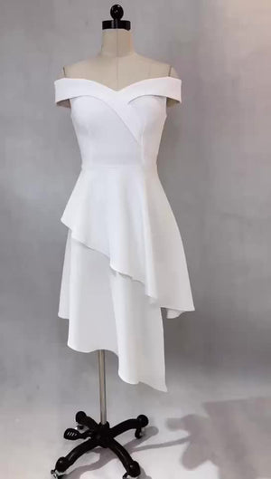 Elegant Asymmetrical Cap Sleeve Cocktail Dress - FashionByTeresa