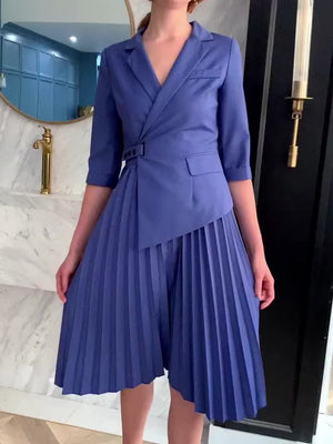 Elegant Pleated Midi Dress - FashionByTeresa