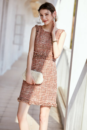 Pink Two Piece Tweed Dress with Jacket