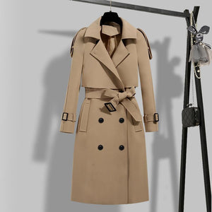 Winter Elegant Women Double Breasted Vintage Trench with Belt - FashionByTeresa