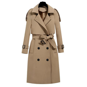 Winter Elegant Women Double Breasted Vintage Trench with Belt - FashionByTeresa