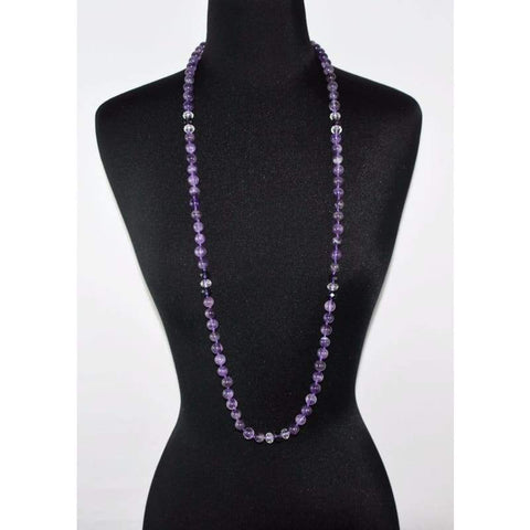 FBT - Amethyst Gemstone Rhinestones Beaded Women's Necklace - FashionByTeresa