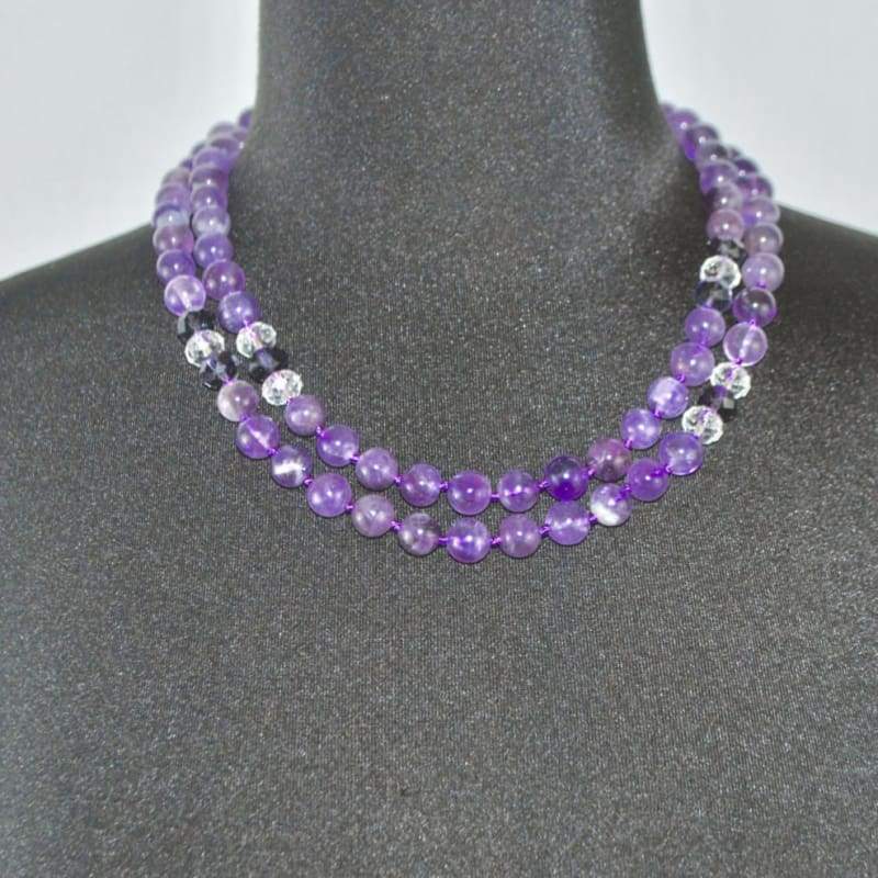 FBT - Amethyst Gemstone Rhinestones Beaded Women's Necklace - FashionByTeresa