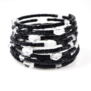 FBT - Black and Crystal Custom Handmade Wrap Around Bracelets - FashionByTeresa