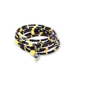 FBT - Black and Gold With Hematite Wrap Around Women's Bracelets - FashionByTeresa