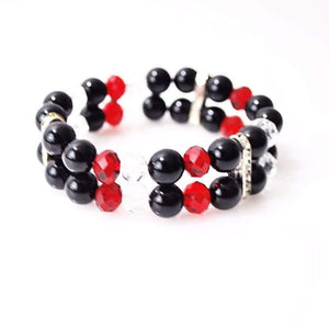 FBT - Black Onxy/ Red and Double Strands Bracelets - FashionByTeresa