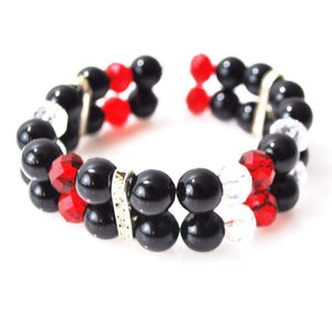 FBT - Black Onxy/ Red and Double Strands Bracelets - FashionByTeresa