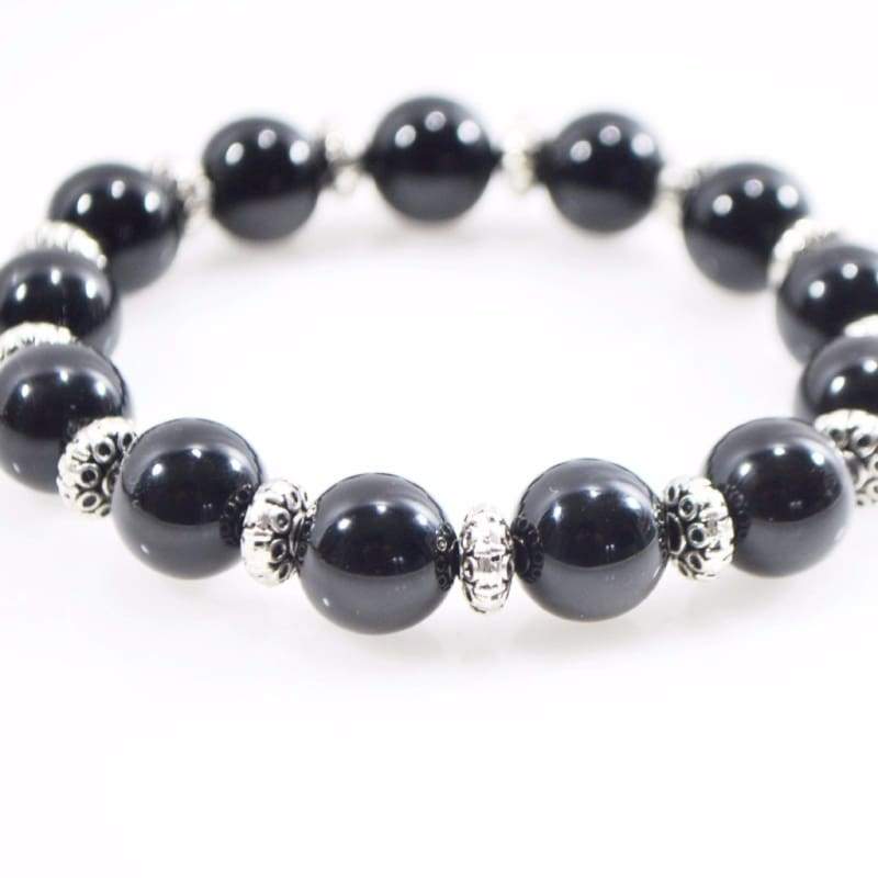 FBT - Black Oynx Genuine Agate Stone Stretch Bracelets - FashionByTeresa