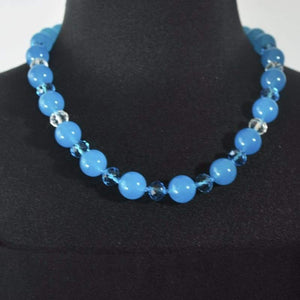 FBT - Blue Topaz Gemstone With Crystal Beaded Necklace - FashionByTeresa