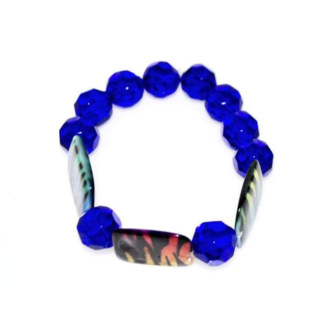 Chunky Blue Animal Prints Beaded Women's Bracelets - FashionByTeresa