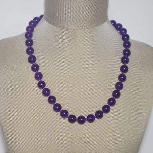 FBT - Dark Violet Purple Carnelian Gemstone Necklace - FashionByTeresa
