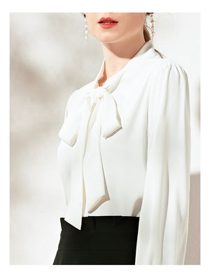 Ruffle Button-up Chiffon Long Sleeve Blouse - FashionByTeresa
