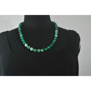 FBT - Genuine Green Stripe Agate Onyx Necklace. - FashionByTeresa