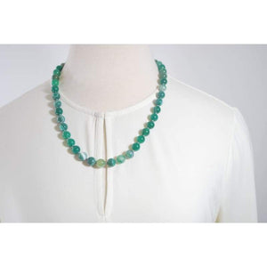 FBT - Genuine Green Stripe Agate Onyx Necklace. - FashionByTeresa