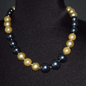 Gold and Gray Two Toned Glass Pearl Necklace - FashionByTeresa