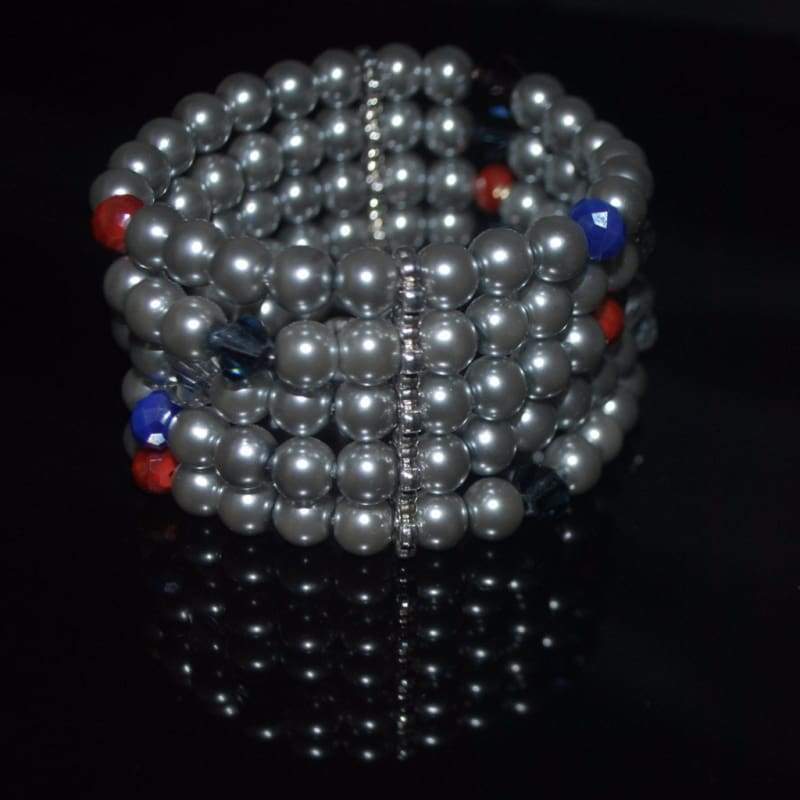 Gray Multiple Strands Glass Pearls Bracelets - FashionByTeresa