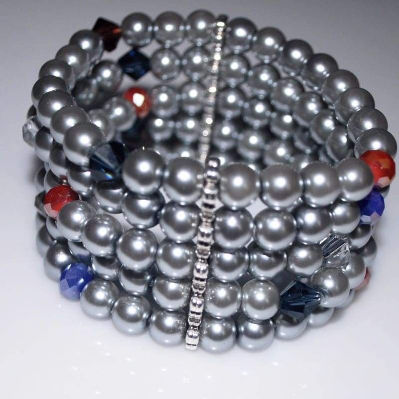 Gray Multiple Strands Glass Pearls Bracelets - FashionByTeresa
