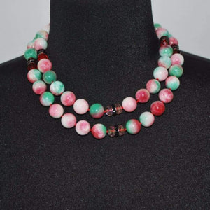 Green and Red Jade Elegant Double Strands Necklace - FashionByTeresa